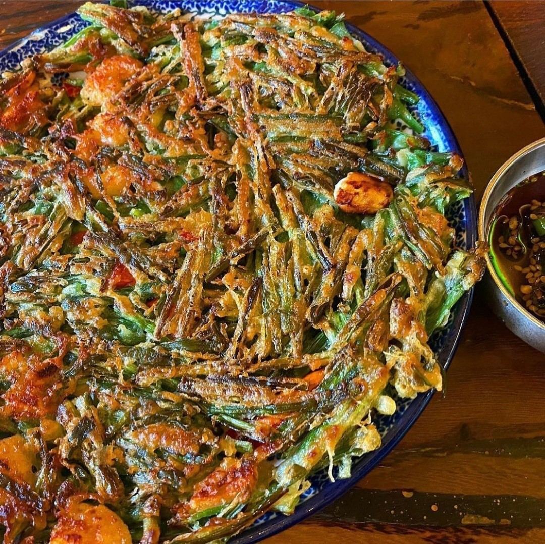 Crispy Seafood and Garlic Chive Pancake — Doma Insadong, a korean restaurant in Insadong Seoul